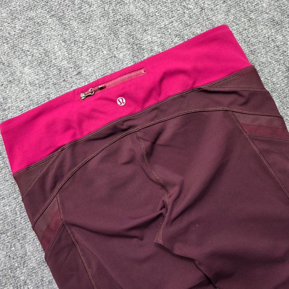 Lululemon Speed Up Crop Leggings Size 10 Ruby Wine Pockets Running Yoga 18.5"
